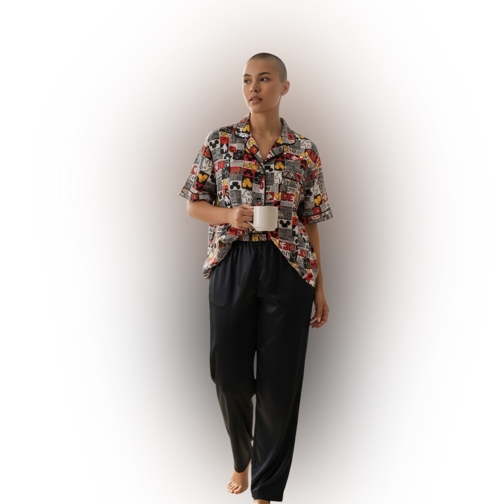 Disney Black Pants pijama with Mickey Print Shirt